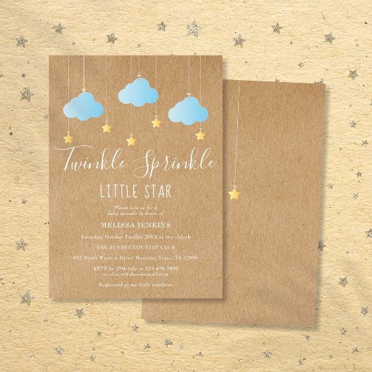 Rustic Twinkle Sprinkle Baby Boy Sprinkle/Shower Kaart