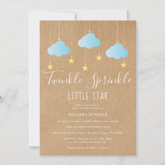 Rustic Twinkle Sprinkle Baby Boy Sprinkle/Shower Kaart (Voorkant)