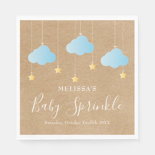 Rustic Twinkle Sprinkle Baby Boy Sprinkle/Shower Servet (Voorkant)