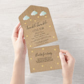 Rustic Twinkle Twinkle Neutraal Baby shower All In One Uitnodiging (Afscheurbaar)