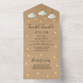 Rustic Twinkle Twinkle Neutraal Baby shower All In One Uitnodiging (Binnen)