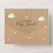 Rustic Twinkle Twinkle Neutraal Baby shower All In One Uitnodiging (Achterkant)