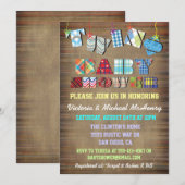 Rustic Twins Baby Boy Babydouche Uitnodigingen (Voorkant / Achterkant)