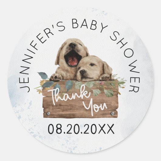 Rustic Twins Baby shower Bedankt Ronde Sticker (Voorkant)