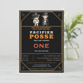 Rustic Twins Fopspeen Bende Wilde Westen Verjaarda Kaart (Staand voorkant)