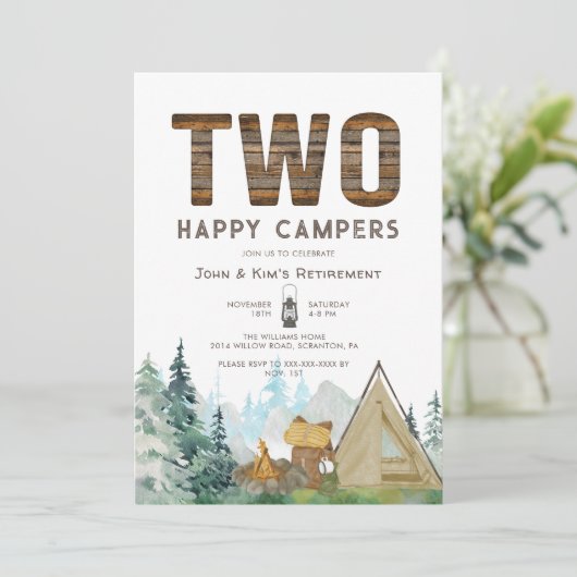 Rustic Two Happy Campers Retirement Kaart (Staand voorkant)