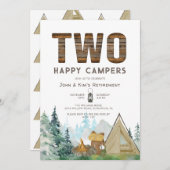 Rustic Two Happy Campers Retirement Kaart (Voorkant / Achterkant)