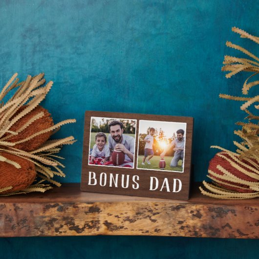 Rustic Two Photo Bonus Dad Stepfather Fotoplaat (Zijkant)
