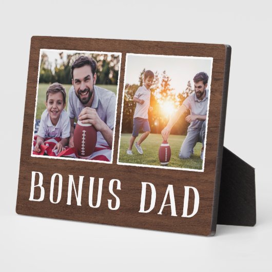 Rustic Two Photo Bonus Dad Stepfather Fotoplaat (Zijkant)