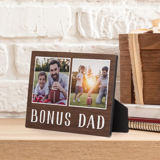 Rustic Two Photo Bonus Dad Stepfather Fotoplaat