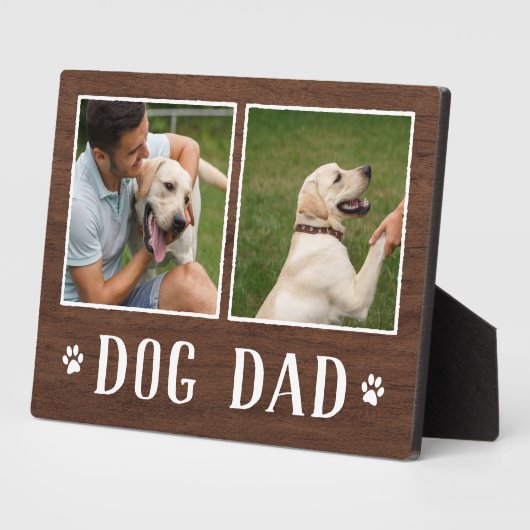 Rustic Two Photo Dog Dad Fotoplaat (Zijkant)