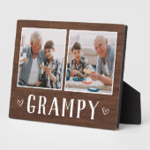 Rustic Two Photo Grampy Grandpa Fotoplaat (Zijkant)