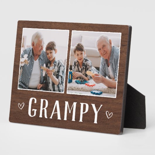 Rustic Two Photo Grampy Grandpa Fotoplaat (Zijkant)