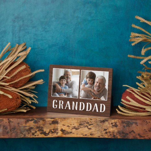Rustic Two Photo Granddad Grandfather Fotoplaat (Zijkant)