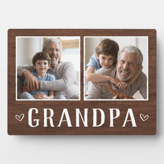 Rustic Two Photo Grandpa Fotoplaat (voorkant)