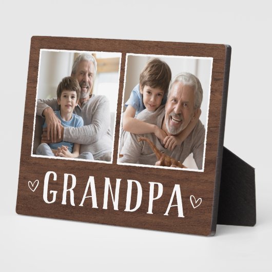 Rustic Two Photo Grandpa Fotoplaat (Zijkant)