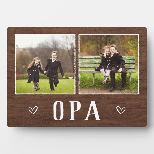 Rustic Two Photo Opa Grandpa Fotoplaat (voorkant)