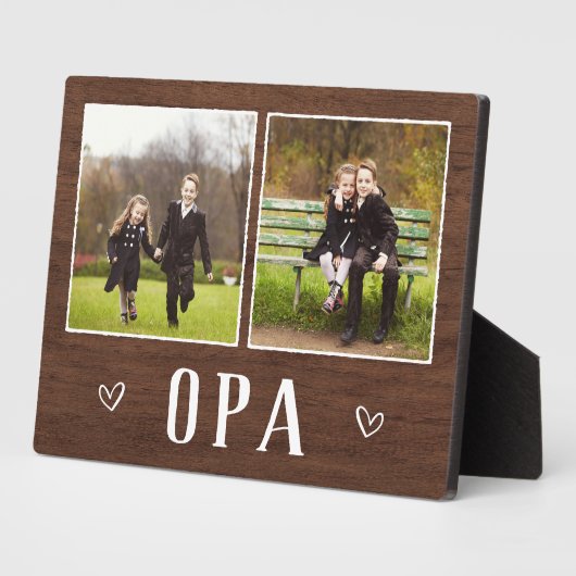 Rustic Two Photo Opa Grandpa Fotoplaat (Zijkant)