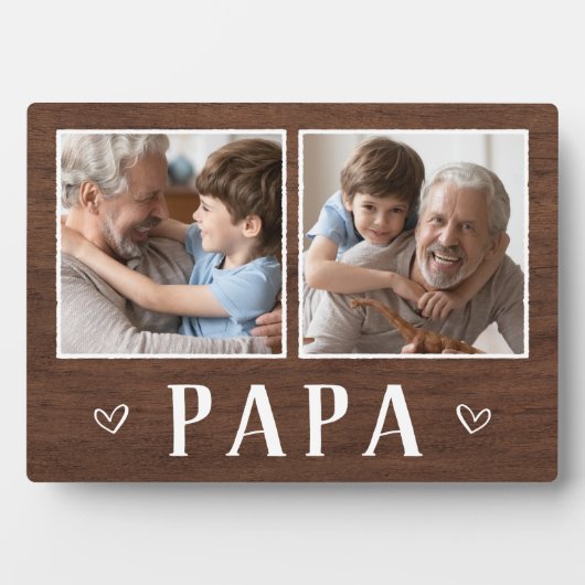 Rustic Two Photo Papa Grandpa Fotoplaat (voorkant)