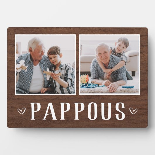 Rustic Two Photo Pappous Grandpa Fotoplaat (voorkant)