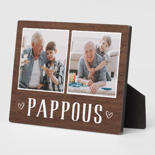 Rustic Two Photo Pappous Grandpa Fotoplaat (Zijkant)