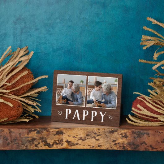 Rustic Two Photo Pappy Grandpa Fotoplaat (Zijkant)