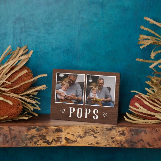 Rustic Two Photo Poppen Grandpa Fotoplaat (Zijkant)