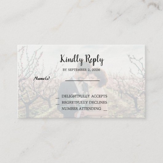 Rustic two photos Wedding budget RSVP Informatiekaartje (Voorkant)