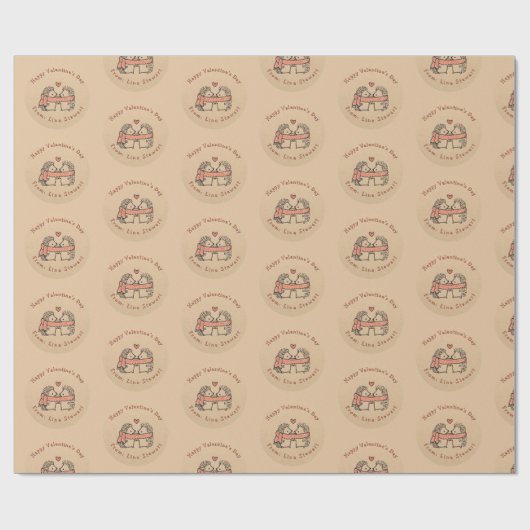 Rustic Two Schattigee egel in Love Wrapping papier (Vlak)