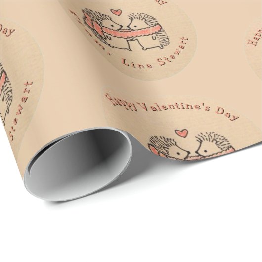 Rustic Two Schattigee egel in Love Wrapping papier (Rol Hoek)