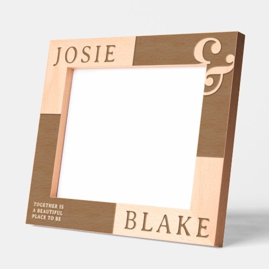 Rustic Two-Tone Personalized Couple Photo  Gegraveerde Lijstjes (Links)