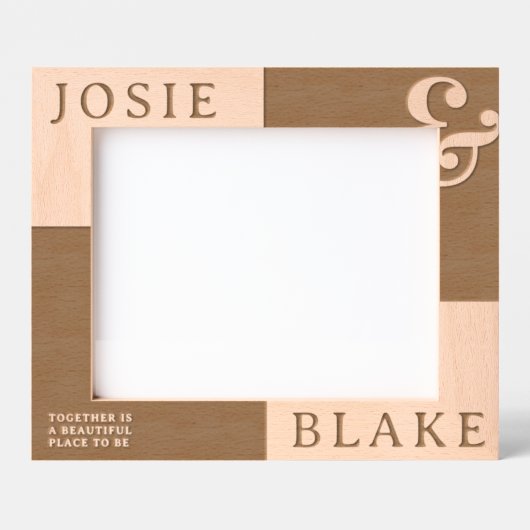 Rustic Two-Tone Personalized Couple Photo  Gegraveerde Lijstjes (Voorkant)