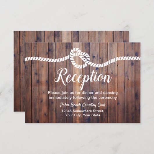 Rustic Tying the Knot Barn Wedding Reception Kaart (Voorkant / Achterkant)