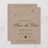 Rustic Tying the Knot Wedding SaveTheDate  (Voorkant / Achterkant)
