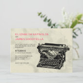 Rustic Typewriter Keys Wedding Invitations Kaart (Staand voorkant)