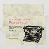 Rustic Typewriter Keys Wedding Invitations Kaart (Voorkant / Achterkant)