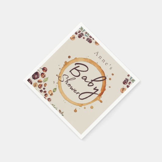 Rustic Typhography Coffee Beans Baby shower Servet (Hoek)