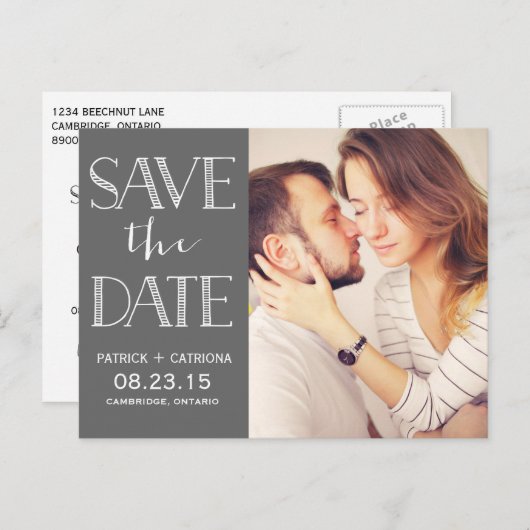 Rustic Typografie Sparen het Briefkaart van de Dat (Voorkant / Achterkant)