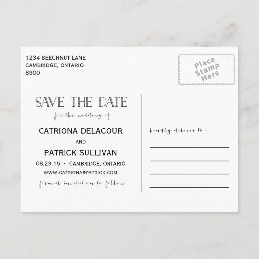 Rustic Typografie Sparen het Briefkaart van de Dat (Achterkant)