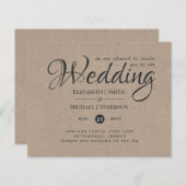 Rustic TYPOGRAHY Wedding Invites - Kraft Kijk (Voorkant / Achterkant)