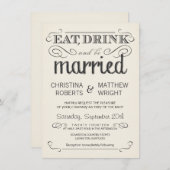 Rustic Typography Cream Parchment Wedding Invites Kaart (Voorkant / Achterkant)