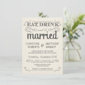 Rustic Typography Cream Parchment Wedding Invites Kaart (Staand voorkant)