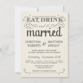 Rustic Typography Cream Parchment Wedding Invites Kaart (Voorkant)