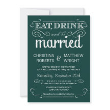 Rustic Typography Emerald Green Wedding Invitation