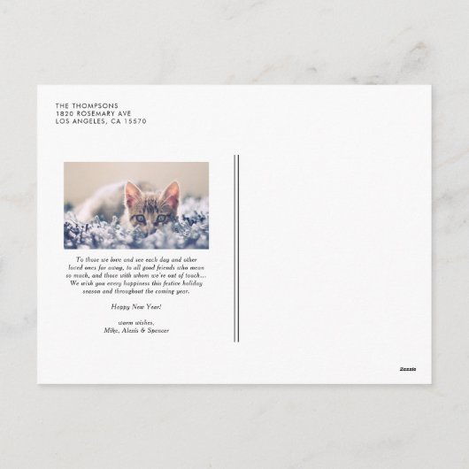 Rustic Typography Faux Chalkboard Happy New Year Feestdagenkaart (Achterkant)