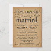 Rustic Typography Old Parchment Wedding Invitation Kaart (Voorkant)