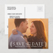 Rustic Typography Overlay Photo Save the Date Aankondigingskaart (Voorkant / Achterkant)