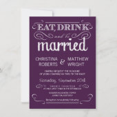 Rustic Typography Plum Paars Wedding Invitations Kaart (Voorkant)