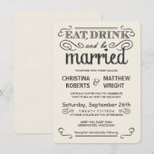 Rustic Typography Rond Wedding Invitations Kaart (Voorkant / Achterkant)