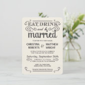 Rustic Typography Rond Wedding Invitations Kaart (Staand voorkant)